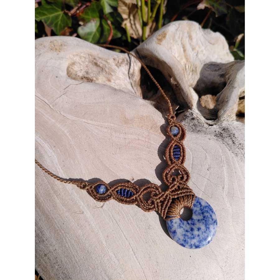 Mikro-Makramee-Halskette Sodalith