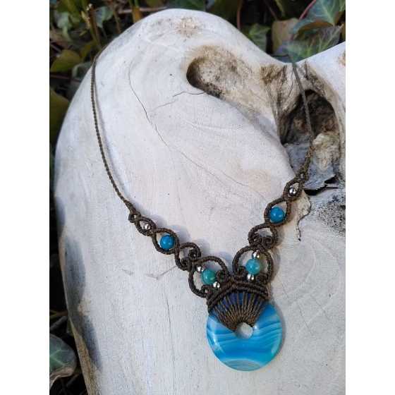 Collier micro-macramé Agate