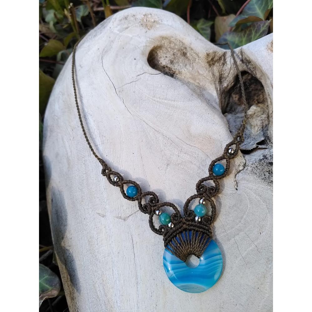 Collier micro-macramé Agate
