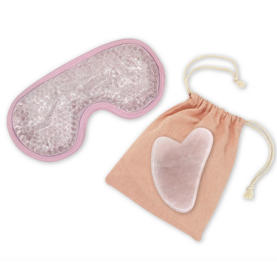 Kit Masque Yeux ThermoConfort et GuaSha Quartz Rose – Pierre Naturelle