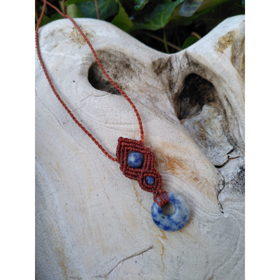 Collier micro-macramé Sodalite