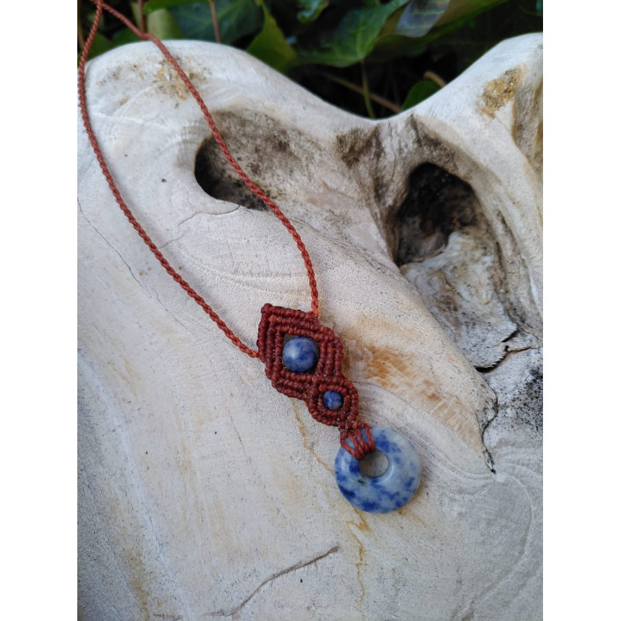 Collier micro-macramé Sodalite