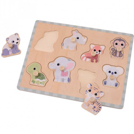 Puzzle mit Knöpfen aus Holz The Wildies Family - Jouéco