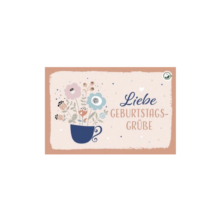 Liebe Geburtstagsgrüsse - Teekarte im Umschlag
