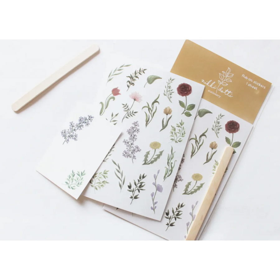 Autocollants à frotter - Fleurs de printemps - Nikki Dotti