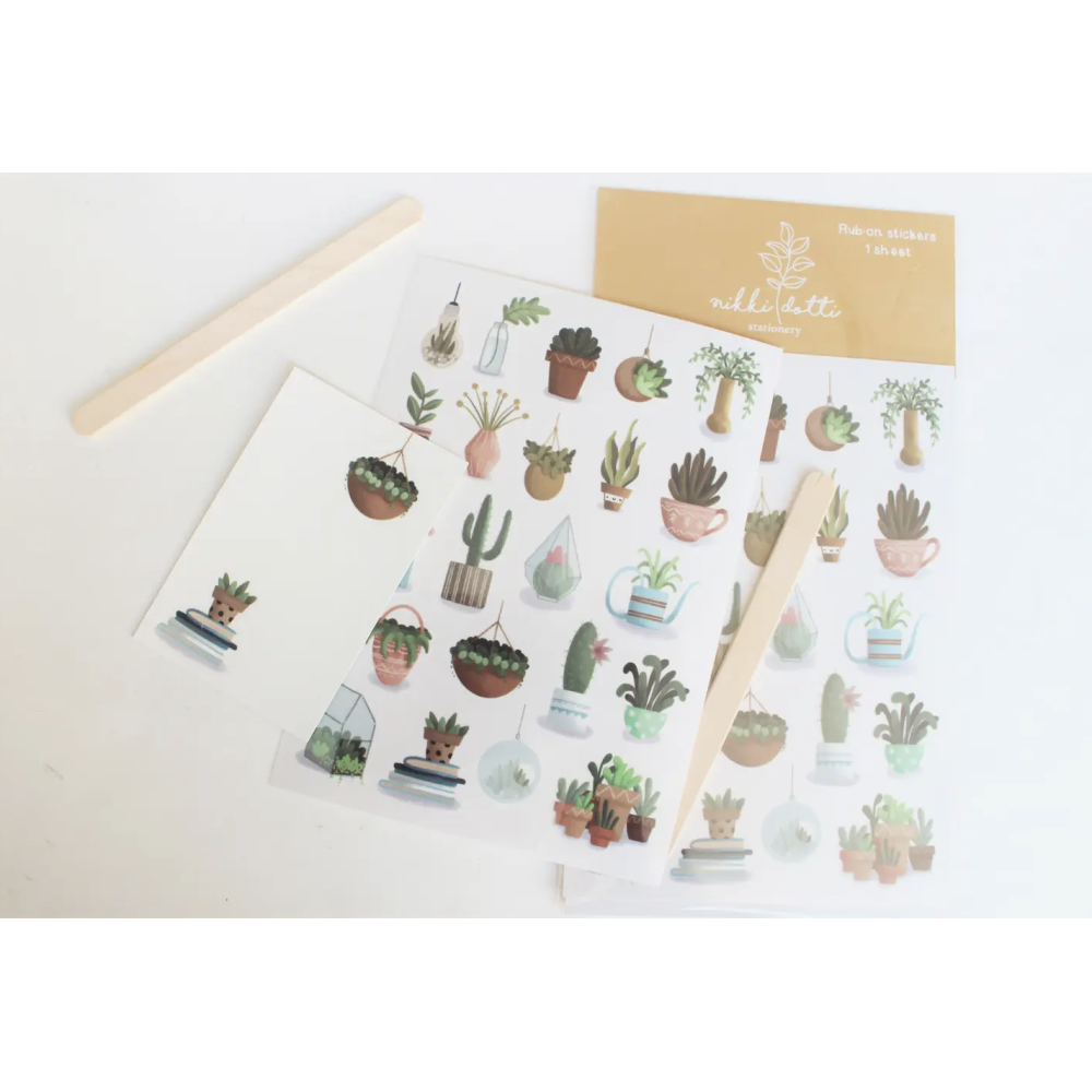 Autocollants à frotter - Plantes et pots - Nikki Dotti