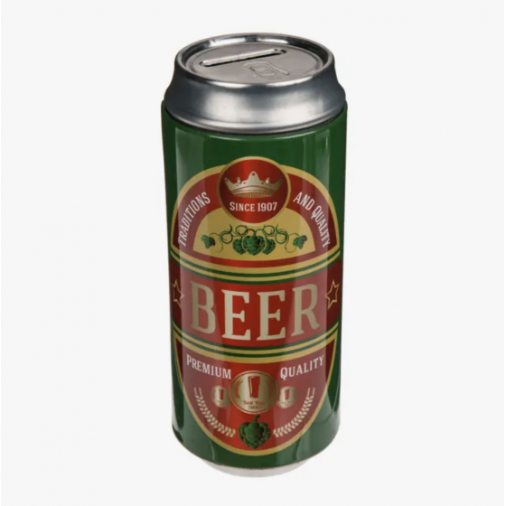 Tirelire en métal d'étain, canette de bière