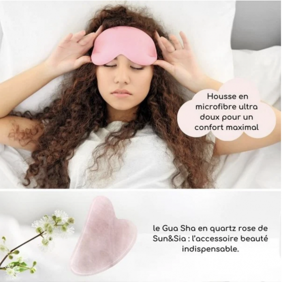 Kit ThermoComfort Augenmaske und GuaSha Rosenquarz - Naturstein