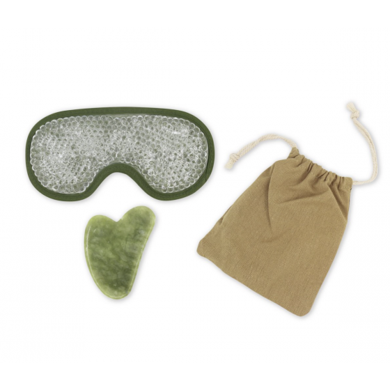 Kit Gua Sha Jade Vert et Masque Yeux - Pierre Naturelle