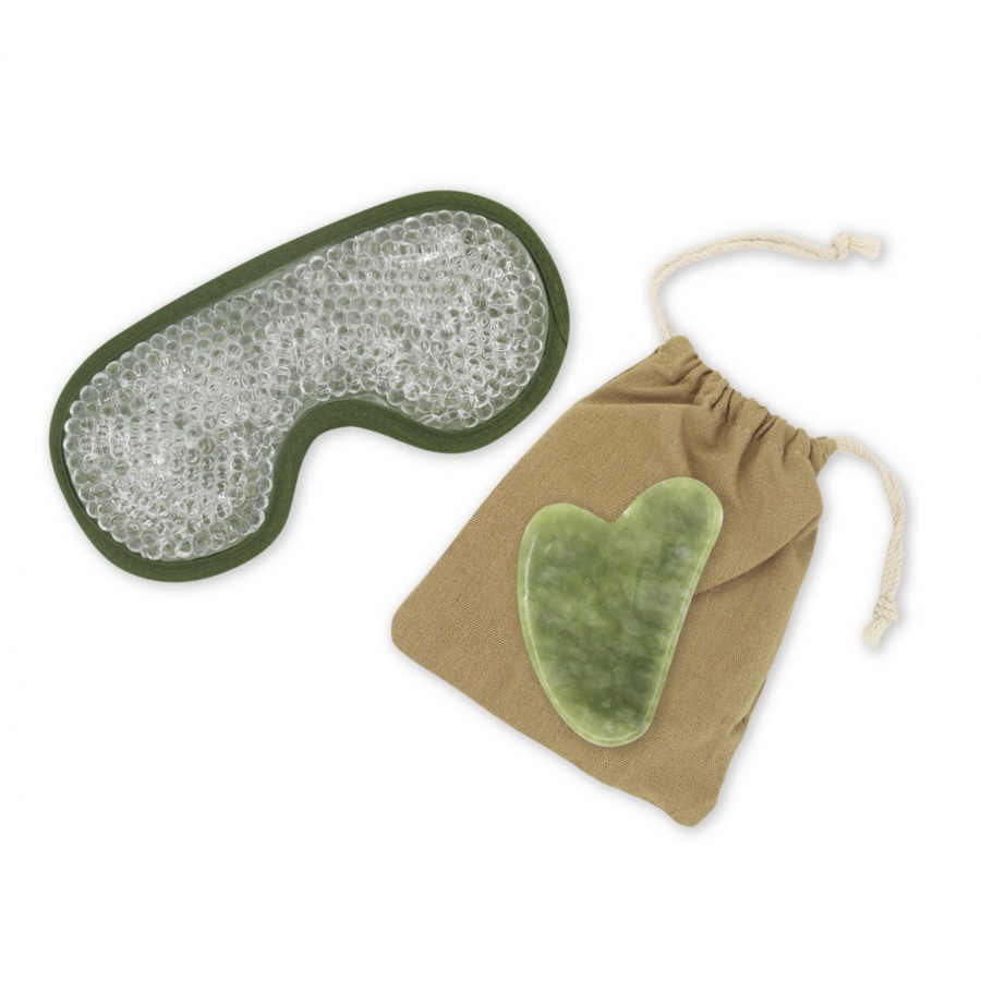 Kit Gua Sha Jade Vert et Masque Yeux - Pierre Naturelle