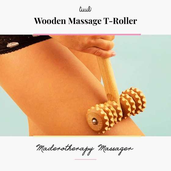 Anti-Cellulite-Massageroller aus Holz in Form eines T - Tuuli