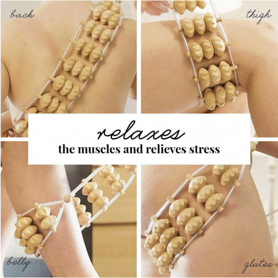 Corde à rouleaux en bois pour massage du dos 120 cm - Tuuli