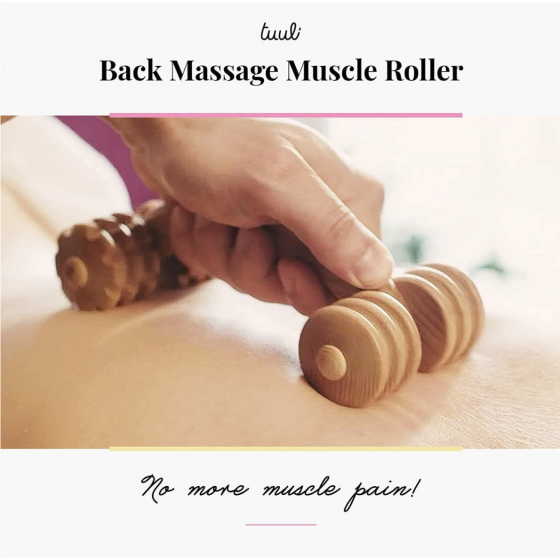 Rouleau de massage portatif en bois le corps et les épaules - Tuuli