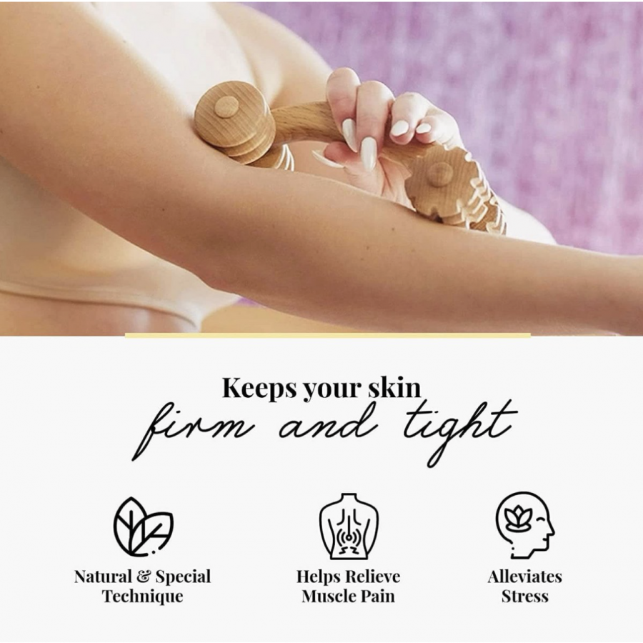 Tragbare Massagerolle aus Holz für Körper und Schultern - Tuuli