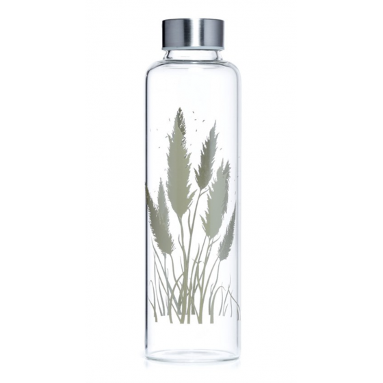 Wasserflasche aus Glas mit Schutzhülle Pampas Grass