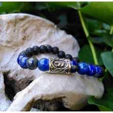 Ansuz - Lapis Lazuli - Communication et Sagesse, bracelet artisanal pierre de lave pour homme