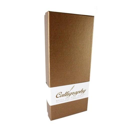 Federkiel-Tintenset, goldbraune Box mit Fasanenfeder