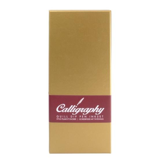 Slylo rote Feder mit 5 zusätzlichen Spitzen und Tintenfass, Quill dip pen ink set