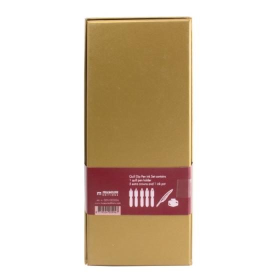 Slylo rote Feder mit 5 zusätzlichen Spitzen und Tintenfass, Quill dip pen ink set