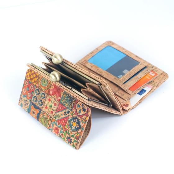 Porte-cartes et portefeuille à imprimé en liège naturel