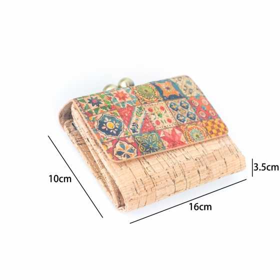 Porte-cartes et portefeuille à imprimé en liège naturel