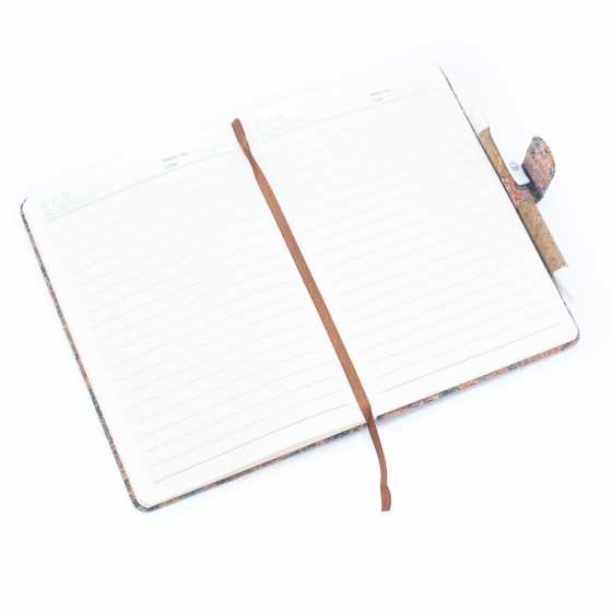 Notizbuch aus bedrucktem Kork mit Stifthalter