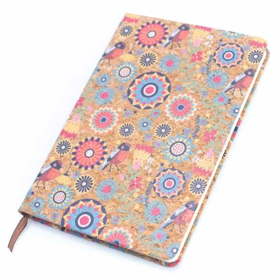 Carnet de notes en liège imprimé oiseaux