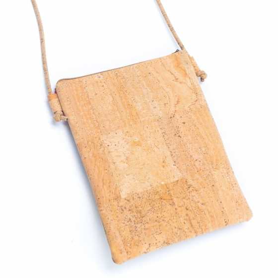 Sac à bandoulière zippé en liège pour femmes à motifs plumes