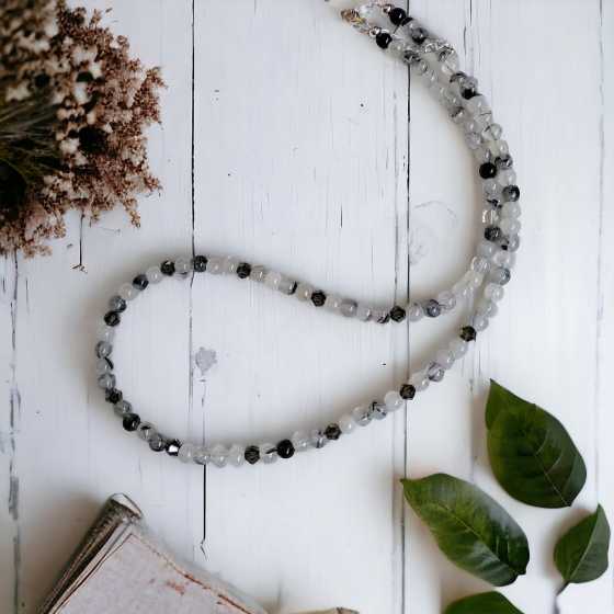 Quarz-Turmalin-Halskette