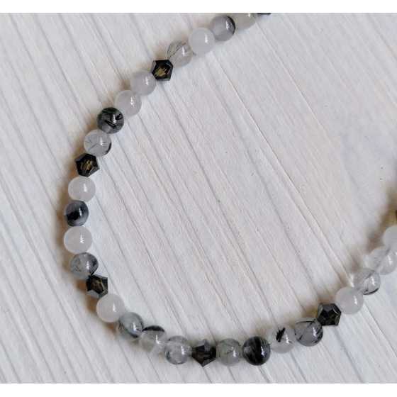 Quarz-Turmalin-Halskette