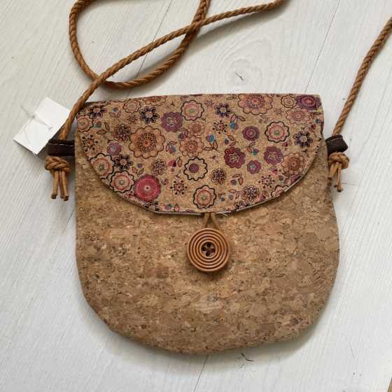 Sac à bandoulière en liège fleurs
