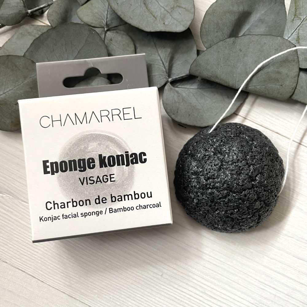 Eponge Konjac au charbon de bambou - Chamarelle