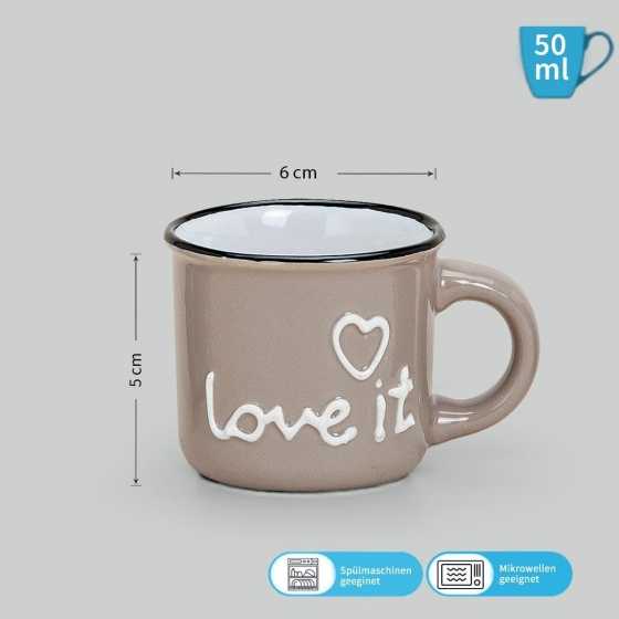Tasse à espresso rétro "Love it" en céramique
