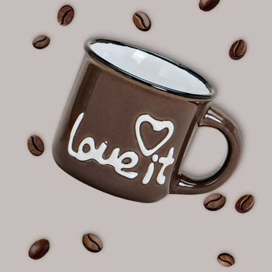 Tasse à espresso rétro "Love it" en céramique