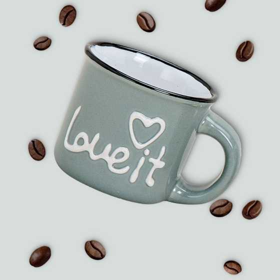 Tasse à espresso rétro "Love it" en céramique