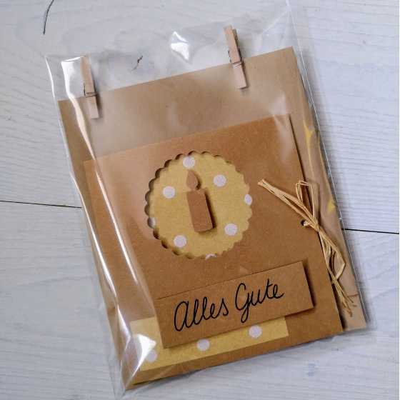 Carte artisanale "Alles gute zum Geburtstag" 3 volets avec enveloppe