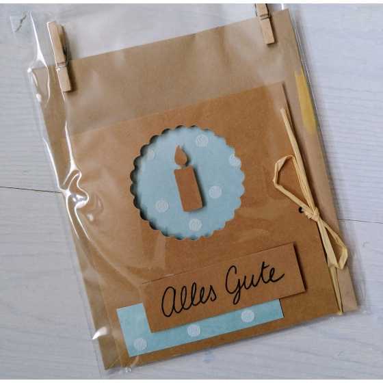 Carte artisanale "Alles gute zum Geburtstag" 3 volets avec enveloppe