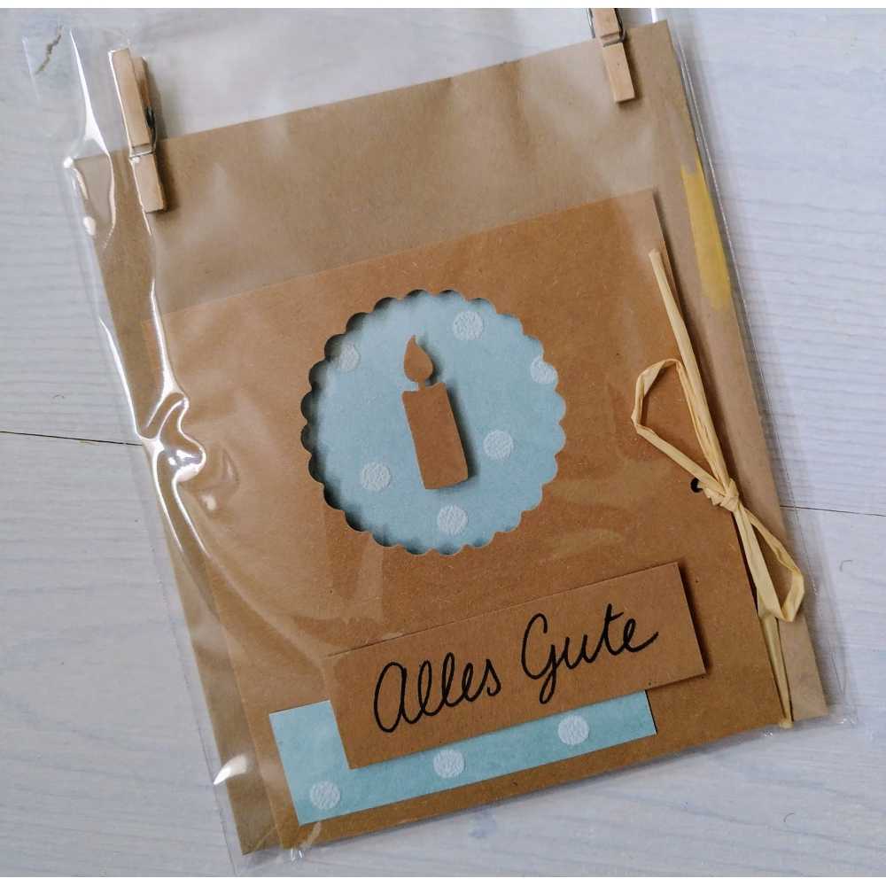 Carte artisanale "Alles gute zum Geburtstag" 3 volets avec enveloppe