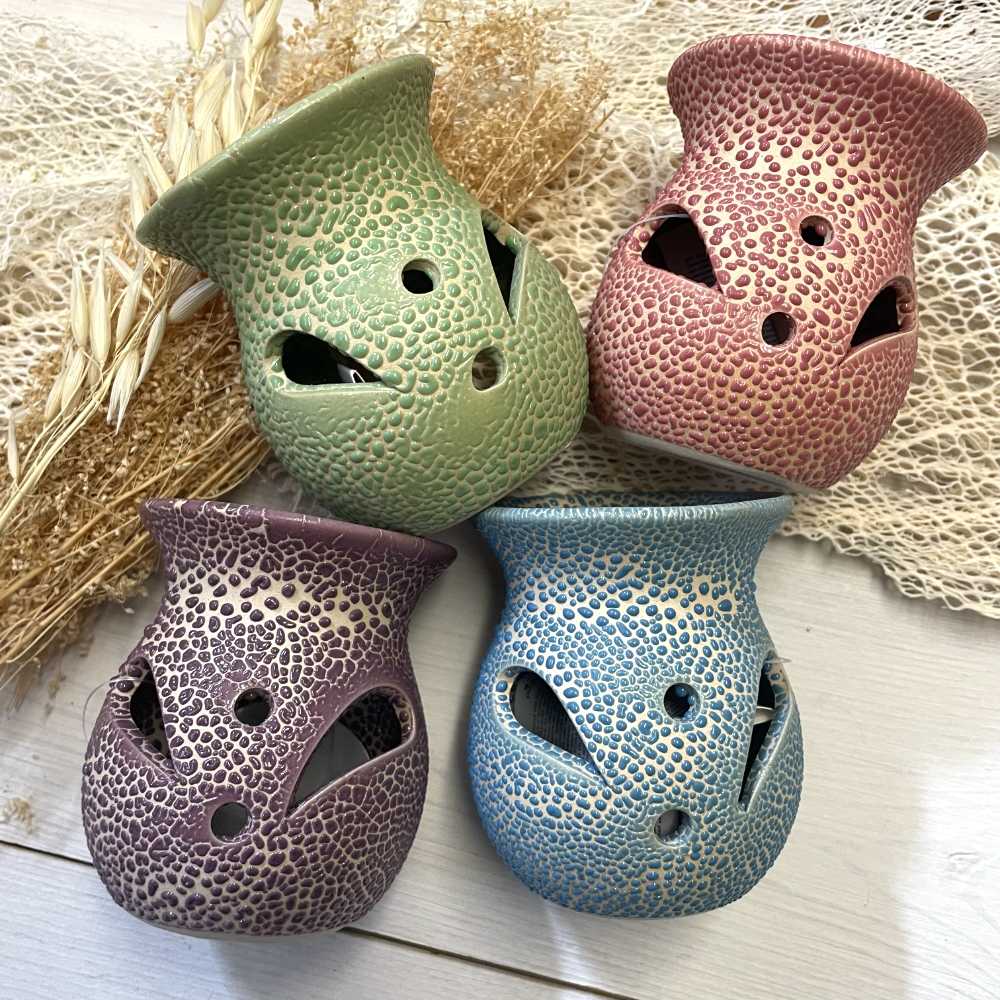 Brûle parfum et fondant de cire, design craquelé