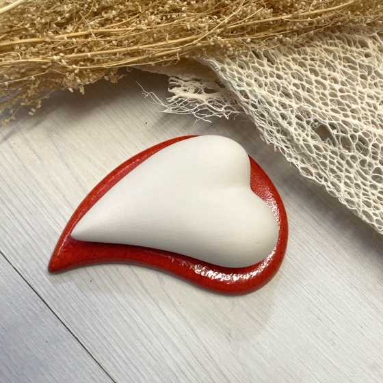 Pierre à parfumer Cœur avec soucoupe rouge