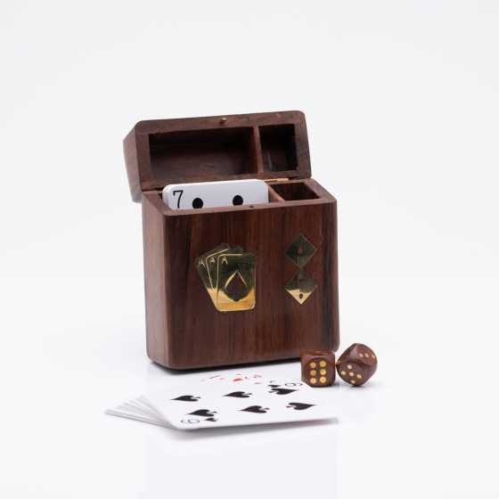 Spielkarten- und Würfelset Harvey Makin in einer Holzbox