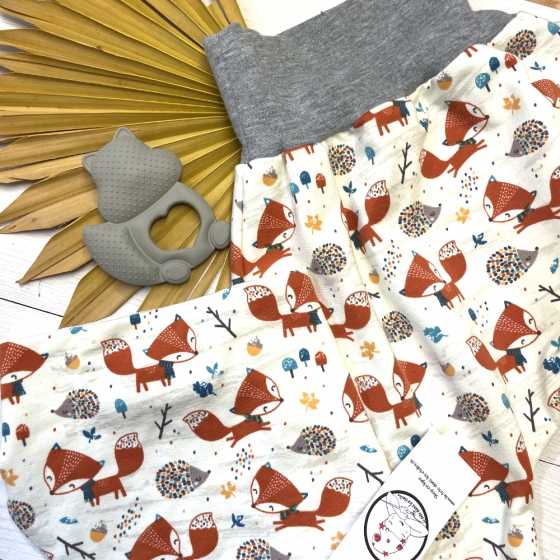 Set aus Sarouel Lätzchen und Beissring Fox - 6-12 Monate
