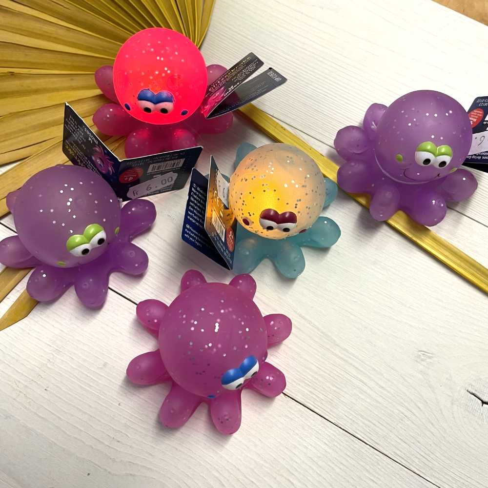 Leuchtender Glitzerkraken für die Badewanne