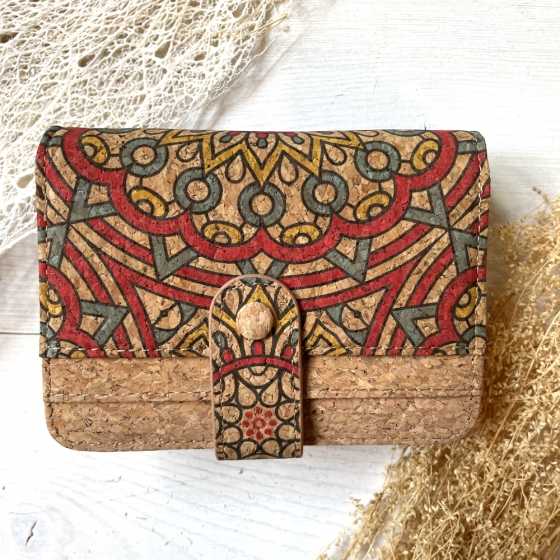 Porte-monnaie en liège taille moyenne Mandala