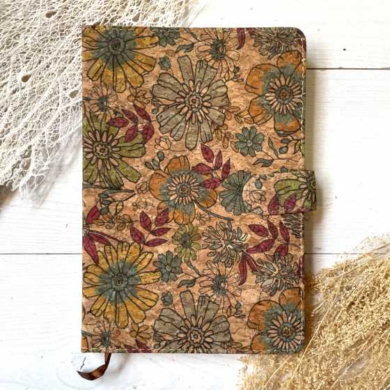 Notizbuch aus bedrucktem Kork mit Stifthalter