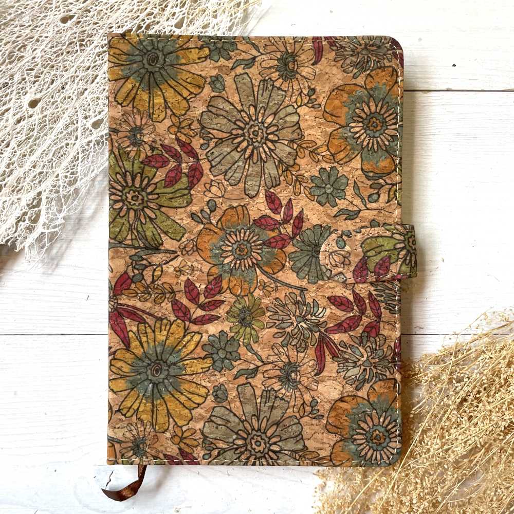 Carnet de notes en liège imprimé avec porte-stylo