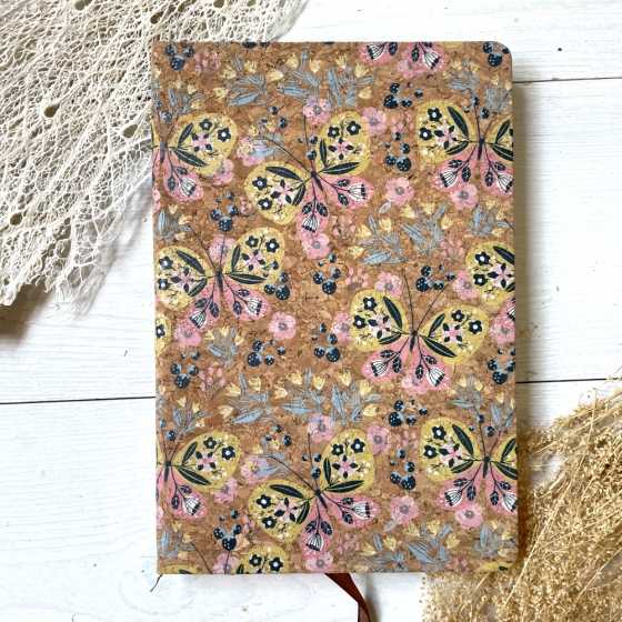 Notizbuch aus Kork mit Schmetterlingsdruck