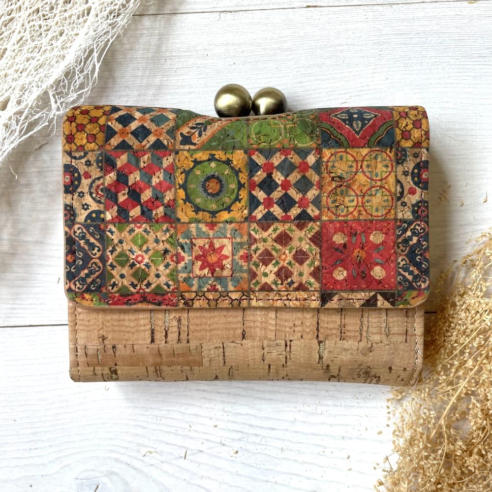 Porte-cartes et portefeuille vintage à imprimé en liège naturel