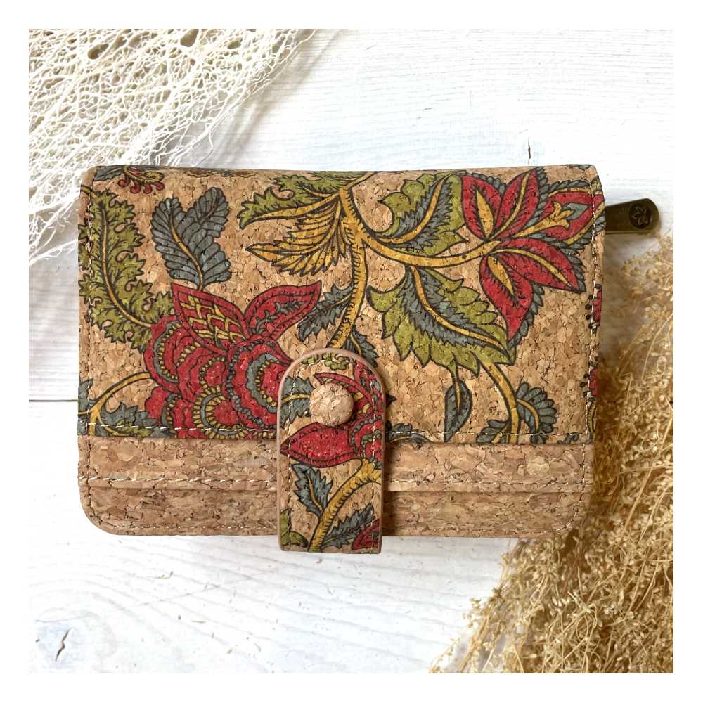 Porte-monnaie en liège taille moyenne Leaves
