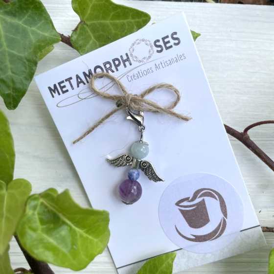 Engel "Astro" Anhänger aus natürlichen Halbedelsteinen - Wassermann